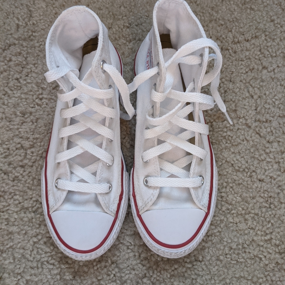 Kids White Hi-Top Chucks Size 13